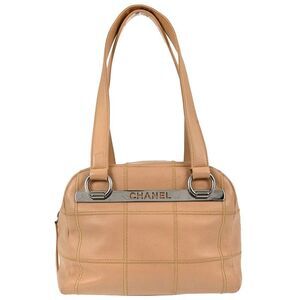 Chanel Square Stitch Quilted Caviar Beige Leather Shoulder Bag Bag